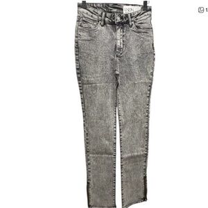 Organic Cotton High-Rise Gray Acid Wash Jeans NWT LNDN DENIM Ankle Zippers 26”
